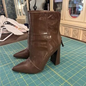 Forever 21 Glossy Brown Heeled Boots